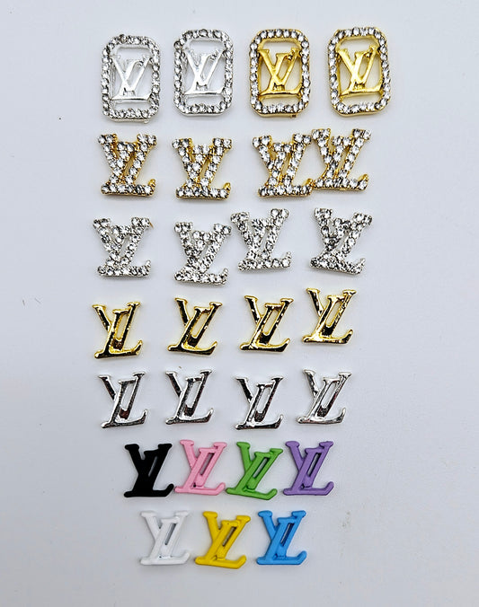 LV Designer Luxury Brand Logo Nail Charms