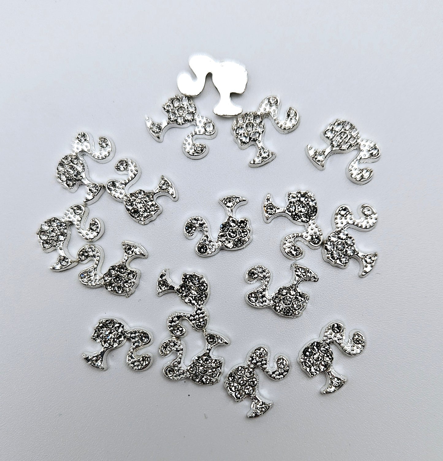 5pcs Barbie Head Nail Charms with Rhinestones