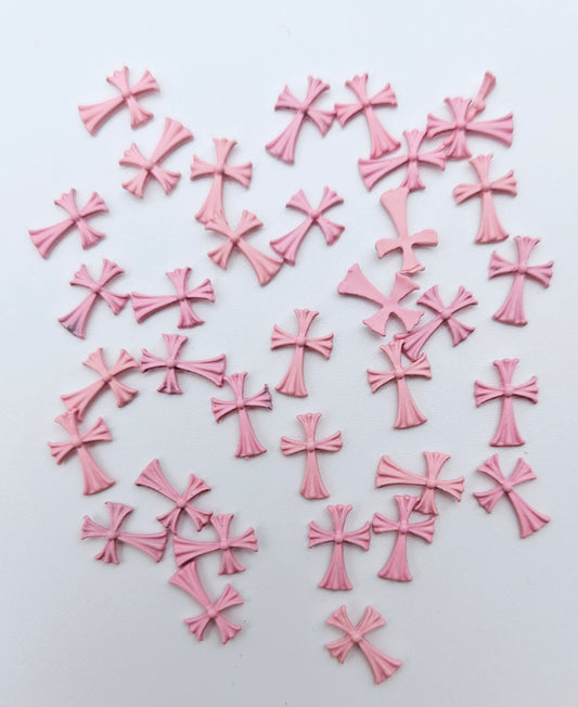 10pcs Pink Cross Nail Charms