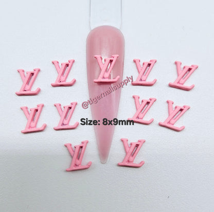 Luxury Logo (l.v.) Nail Charms Alloy and Zircon High Quality
