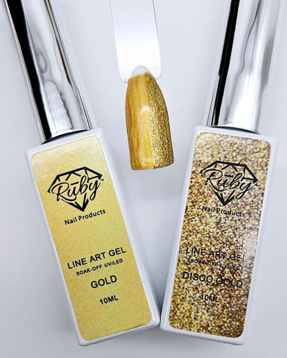 picture of gold and disco gold liner gels