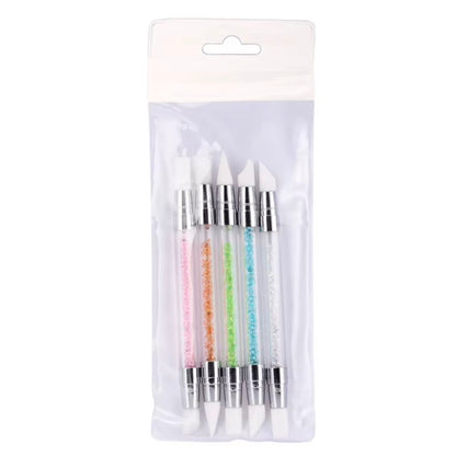 1pc or 5pcs Double Ended Silicone Sculpture Pen Sculpture Dotting Pen Silicone Nails Art Brush Manicure Carving Pen DIY Manicure Tools