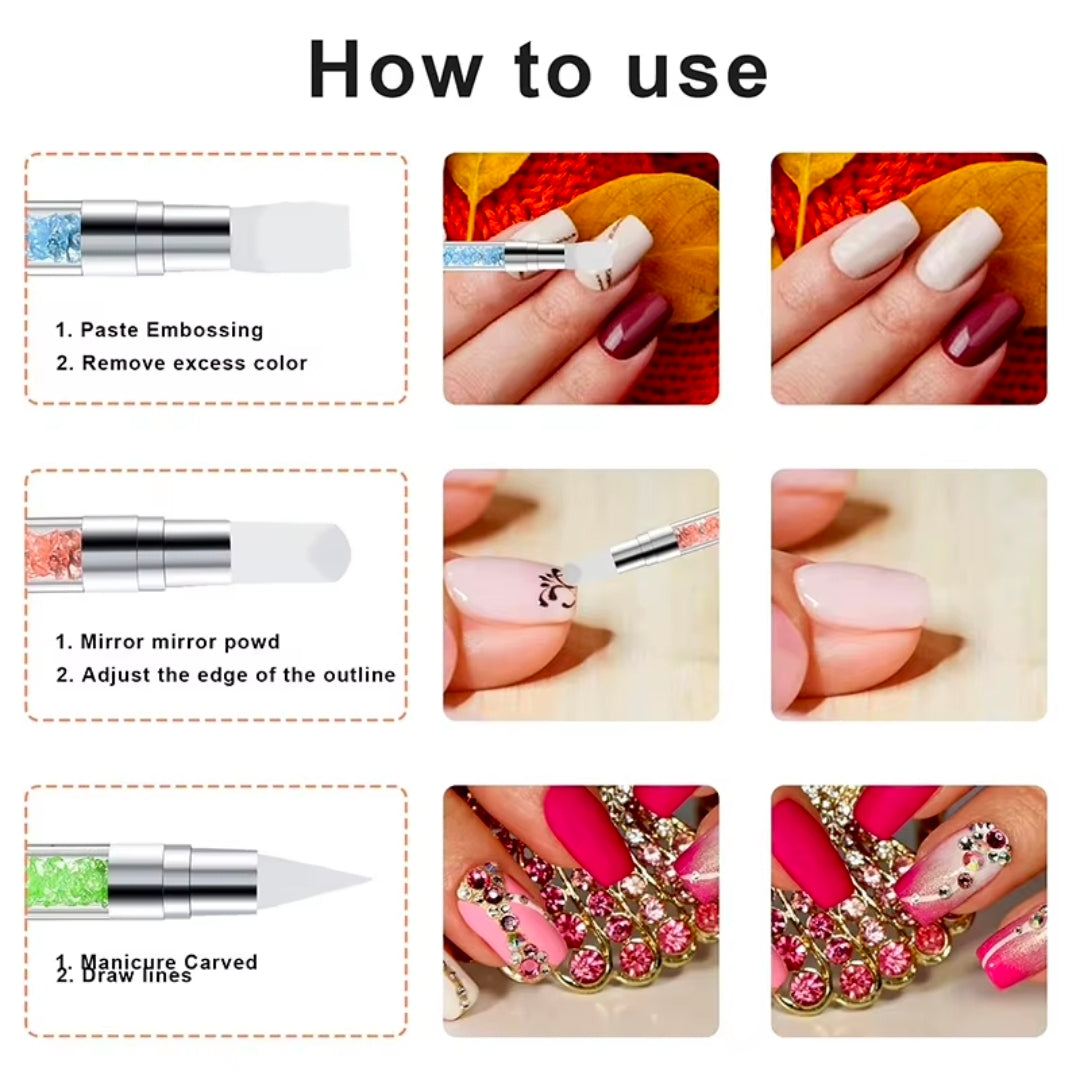 1pc or 5pcs Double Ended Silicone Sculpture Pen Sculpture Dotting Pen Silicone Nails Art Brush Manicure Carving Pen DIY Manicure Tools
