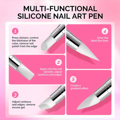 1pc or 5pcs Double Ended Silicone Sculpture Pen Sculpture Dotting Pen Silicone Nails Art Brush Manicure Carving Pen DIY Manicure Tools