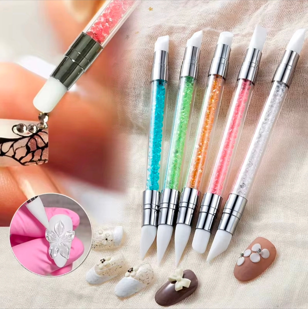 1pc or 5pcs Double Ended Silicone Sculpture Pen Sculpture Dotting Pen Silicone Nails Art Brush Manicure Carving Pen DIY Manicure Tools