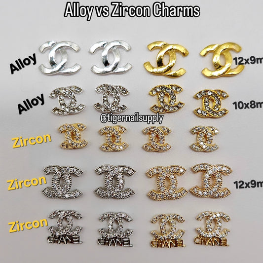 Luxury CHANEL Designer Logo Brand Nail Charms Alloy and Zircon High Quality