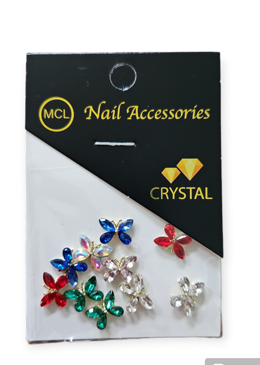 10pcs Mix Color Butterfly Rhinestone Nail Charms Crystal Stone Nail Art