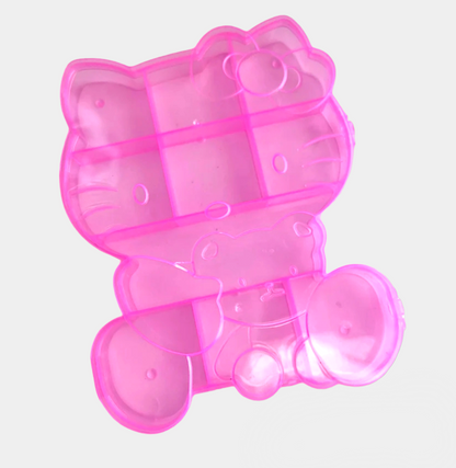 Empty Kawaii Pink Plastic Charms Storage Box Hello Kitty Butterfly Bear Heart