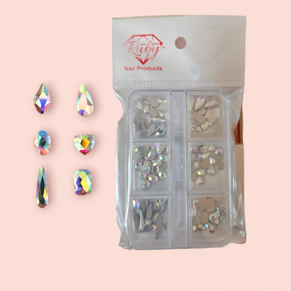120pcs Mixed Shape Rhinestones Silver Flat Back