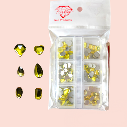 120pcs Mixed Shape Rhinestones Silver Flat Back
