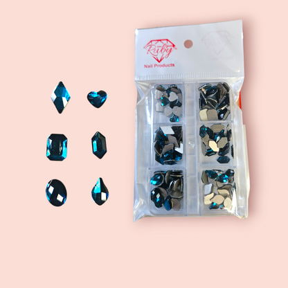 120pcs Mixed Shape Rhinestones Silver Flat Back