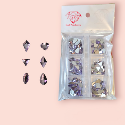 120pcs Mixed Shape Rhinestones Silver Flat Back