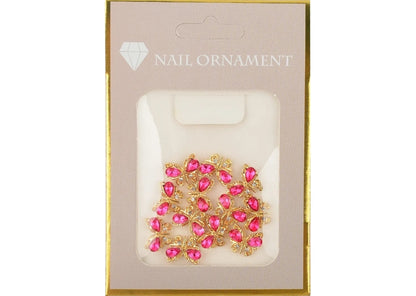 12pcs Pink Butterfly Alloy Nail Charm 3D Crystal Diamond