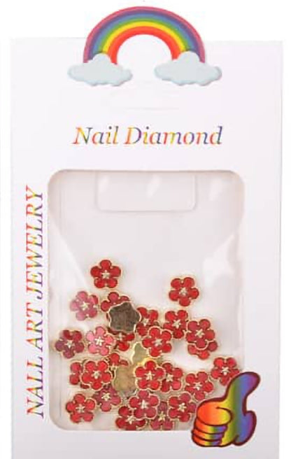 30pcs Five Petals Alloy Metal Flowers Nail Charm Decoration 3D