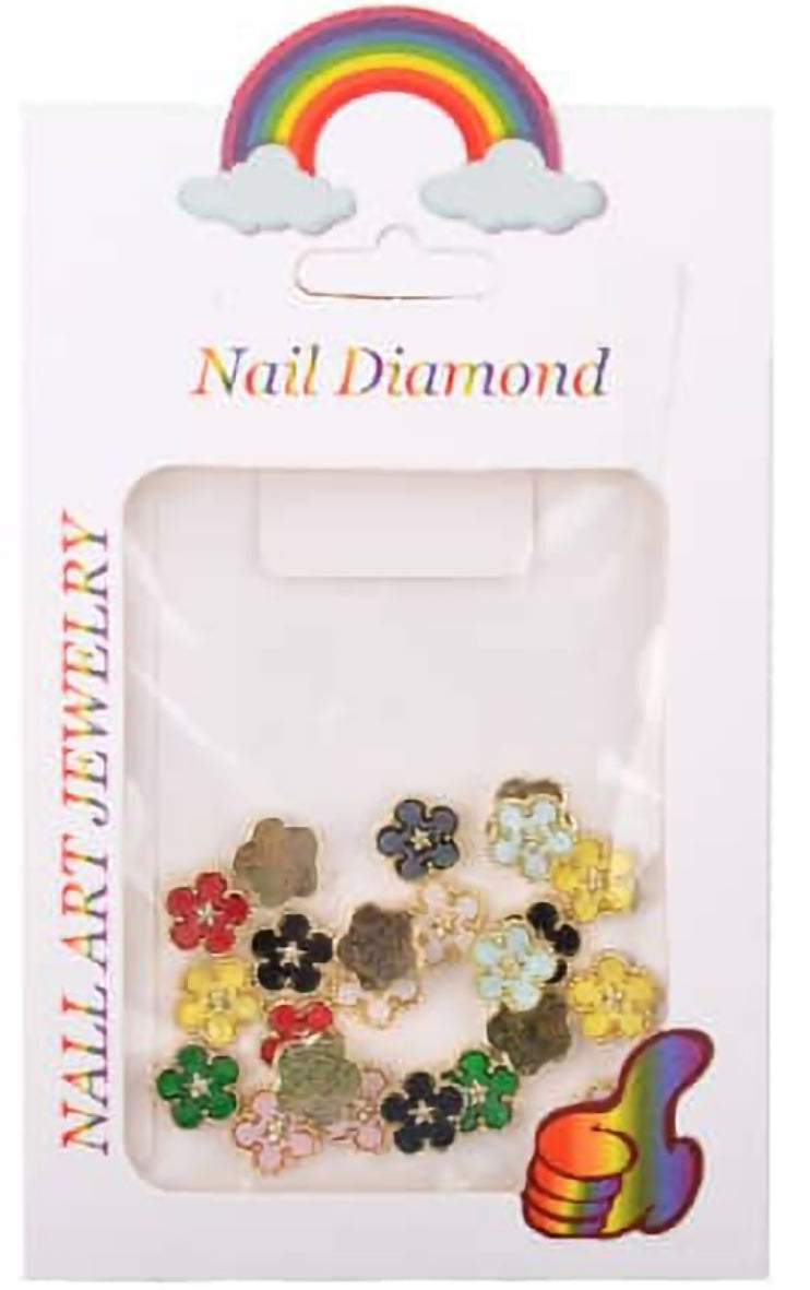 30pcs Five Petals Alloy Metal Flowers Nail Charm Decoration 3D