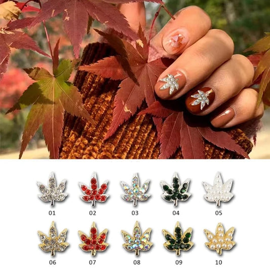 10pcs Alloy 3D Maple Leaf Nail Art Charm