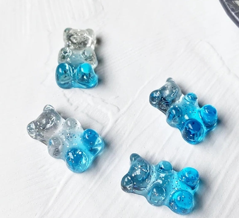 Ombre Glitter Translucent Teddy Bear Resin Kawaii