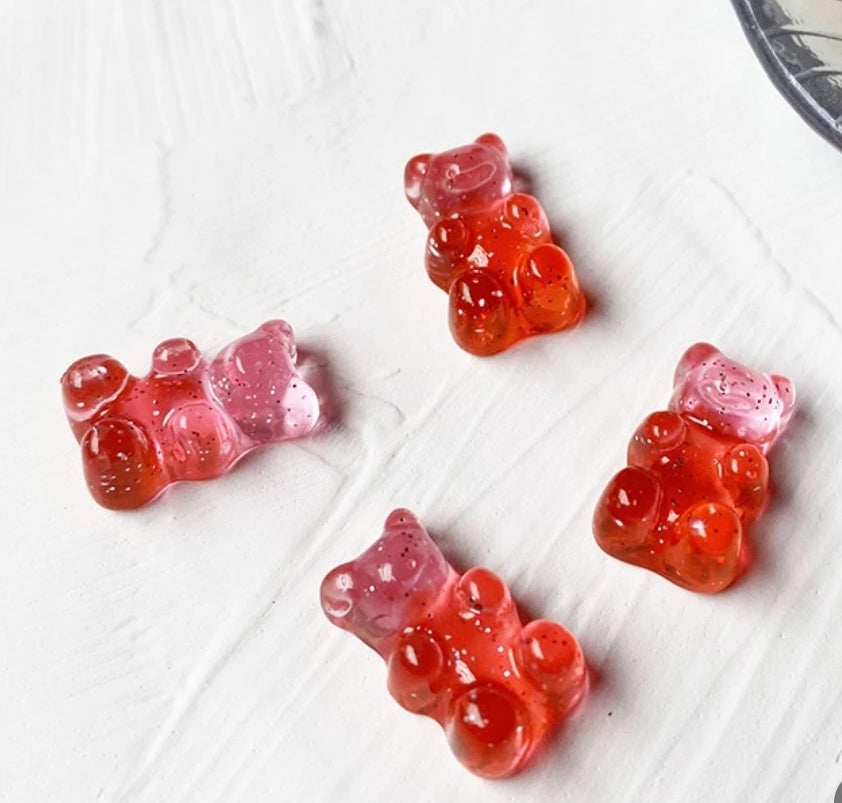 Ombre Glitter Translucent Teddy Bear Resin Kawaii