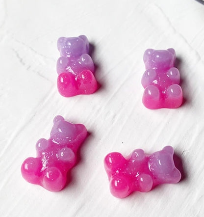 Ombre Glitter Translucent Teddy Bear Resin Kawaii