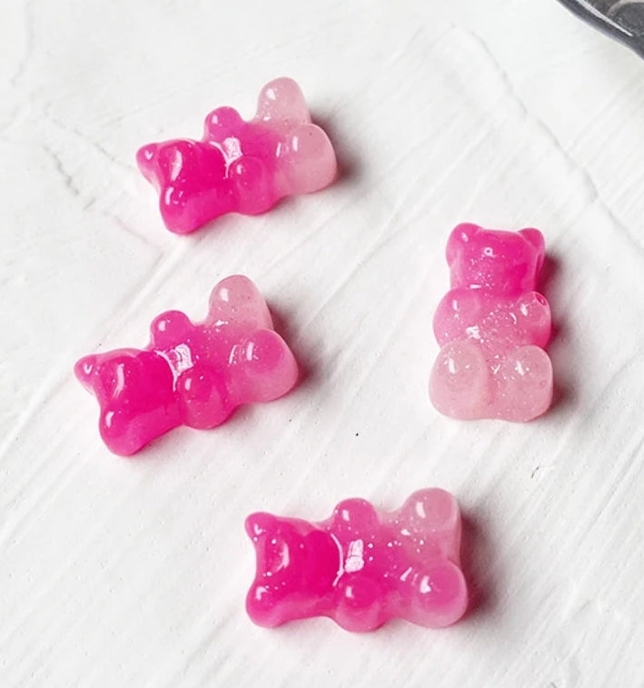 Ombre Glitter Translucent Teddy Bear Resin Kawaii