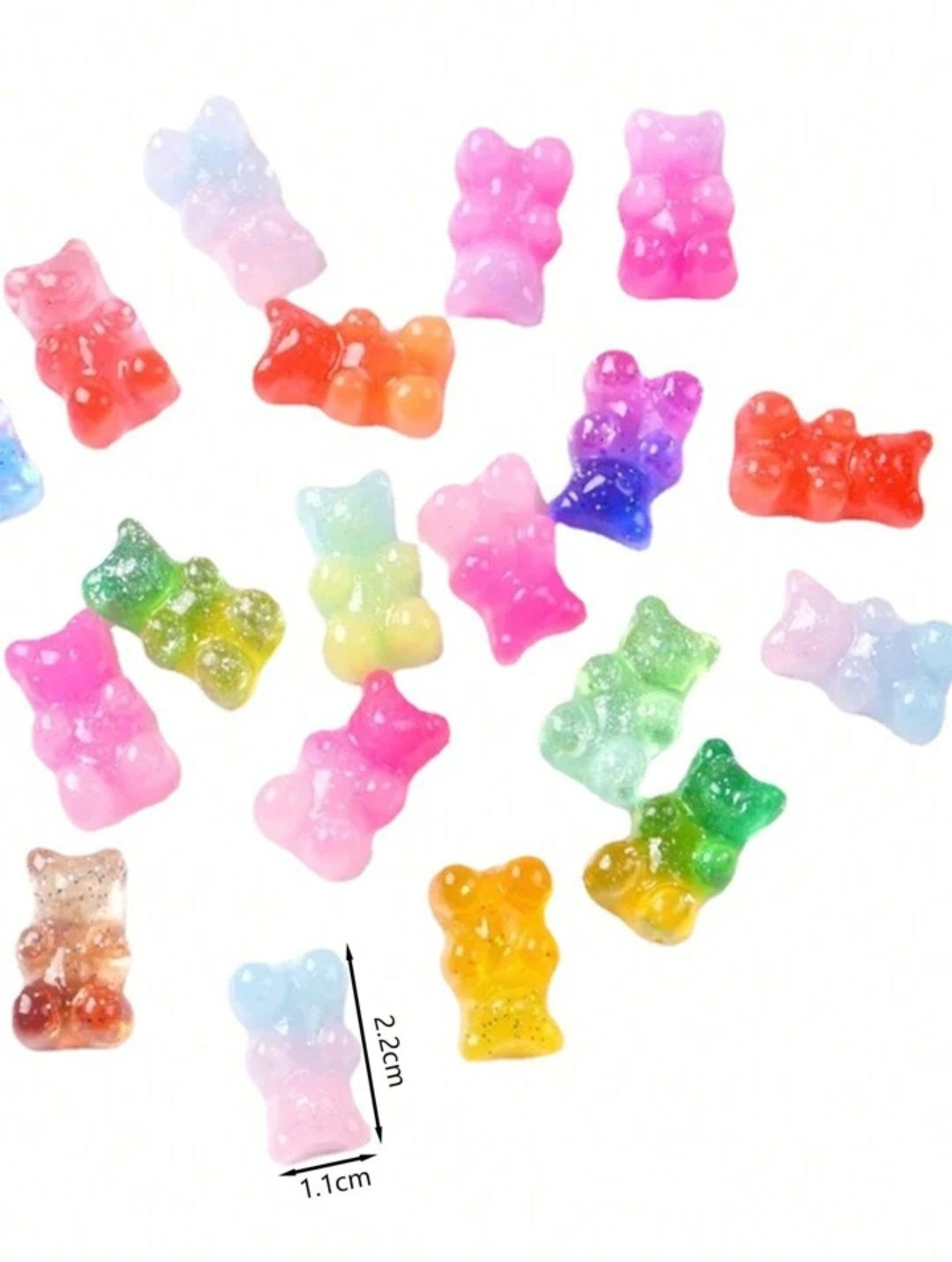 Ombre Glitter Translucent Teddy Bear Resin Kawaii