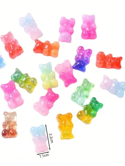 Ombre Glitter Translucent Teddy Bear Resin Kawaii