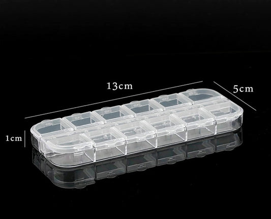 12 Grid Clear Empty Storage Box For Nail Charms Rhinestones Accessories