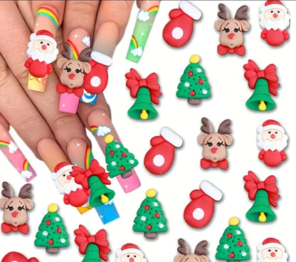 10pcs Mix Christmas Charms Clay 3D Kawaii