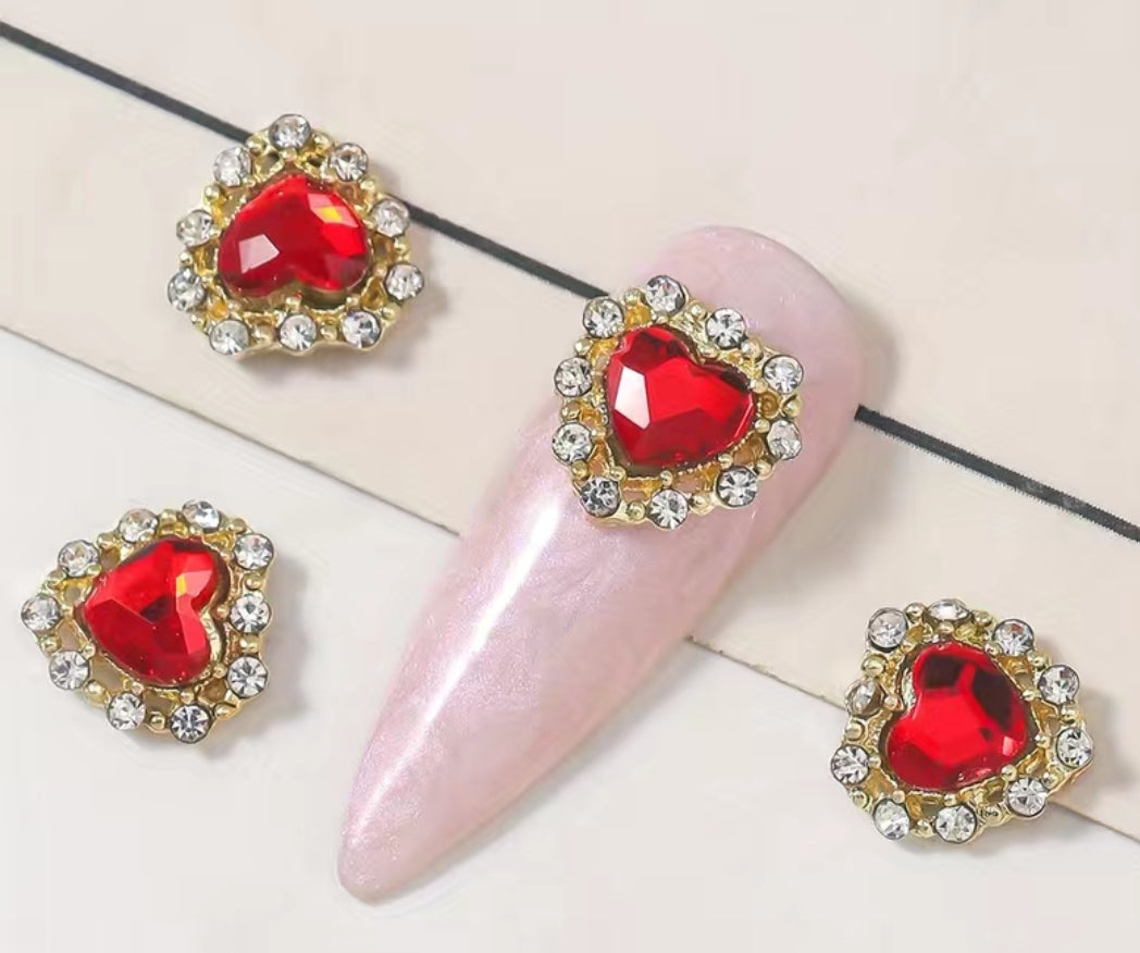 5pcs Hearts Bling 3D Zircon Rhinestone