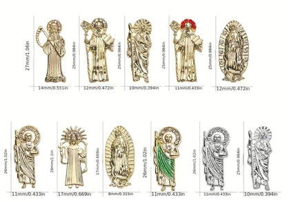 5pcs 3D San Judas Virgin Mary Nail Charms Alloy