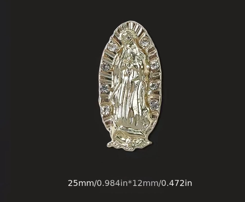 5pcs 3D San Judas Virgin Mary Nail Charms Alloy