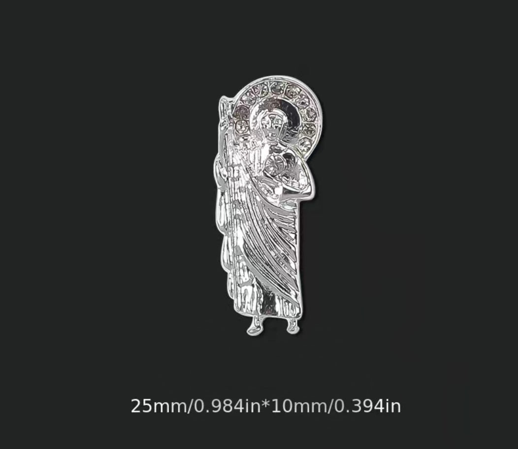 5pcs 3D San Judas Virgin Mary Nail Charms Alloy