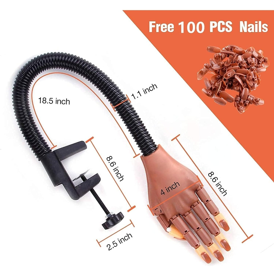 Nail Training Arm Flexible Hand Fingers 100pcs Tips