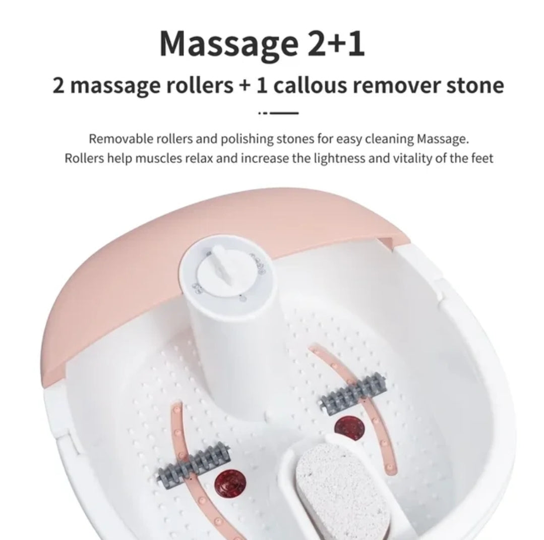 Electric Bubbles Foot Bath Spa Massager with Pumice Stone and Brush