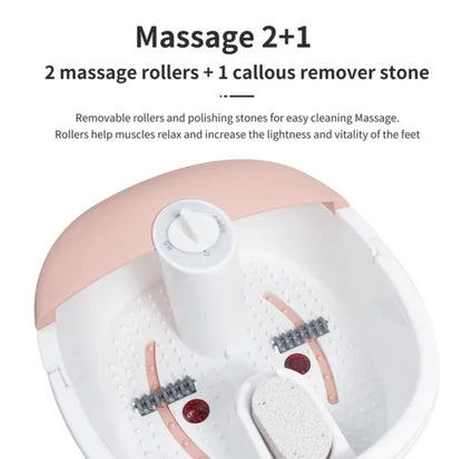 Electric Bubbles Foot Bath Spa Massager with Pumice Stone and Brush