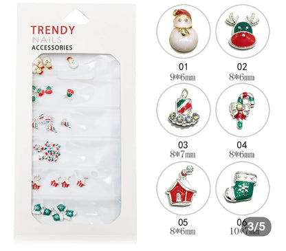 Christmas Nail Charms Mix 6 Grid 30pcs