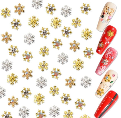 Small Snowflakes Gold Silver Nail Charms