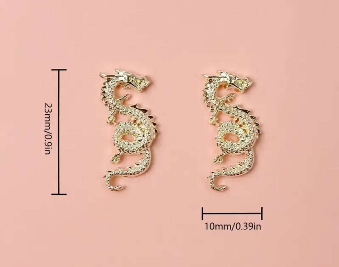 5pcs Dragon Nail Charms Gold Silver