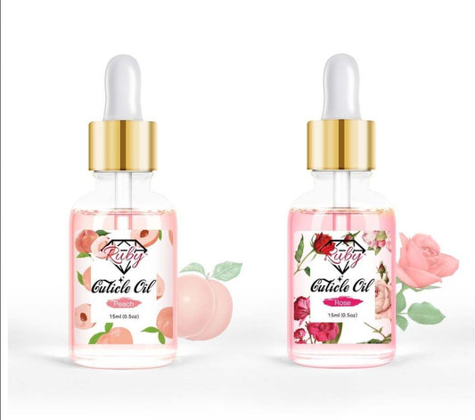 Ruby Cuticle Oil 15ml 0.5oz Rose or Peach Scent with Dropper