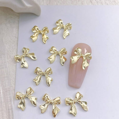 3D Bows Nail Charms Resin Metal 10pcs