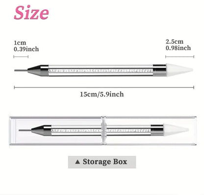 Rhinestone Picker Tool 2 Sided Pink, White, Nail Art Design Wax Pen