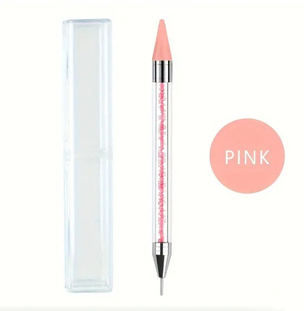 Rhinestone Picker Tool 2 Sided Pink, White, Nail Art Design Wax Pen