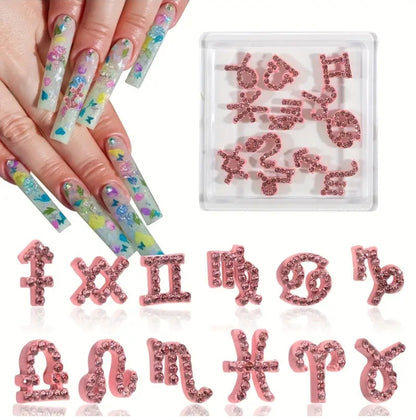 12pcs Zodiac Constellation Nail Charms