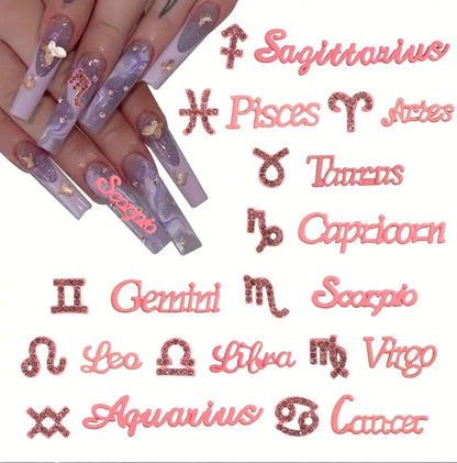 12pcs Zodiac Constellation Nail Charms