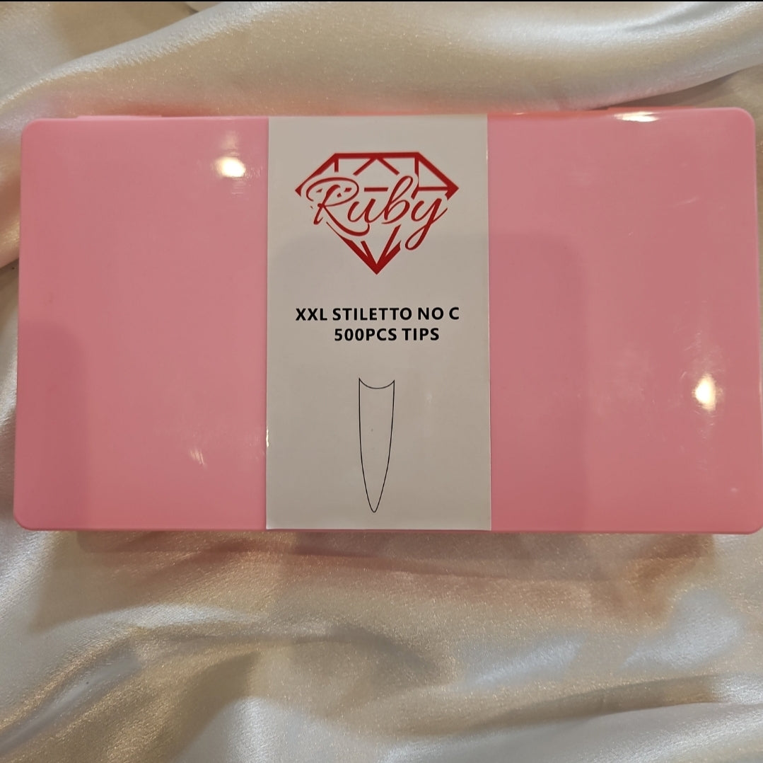 Ruby Nail Tip Boxes Pink, Clear, C Curve, No C, Square Coffin Stiletto Almond