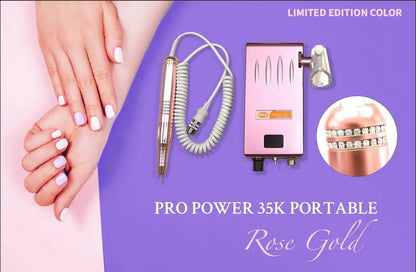 Medicool Rechargeable Pro-Power Nail Drill 35K Rose Gold and Silver