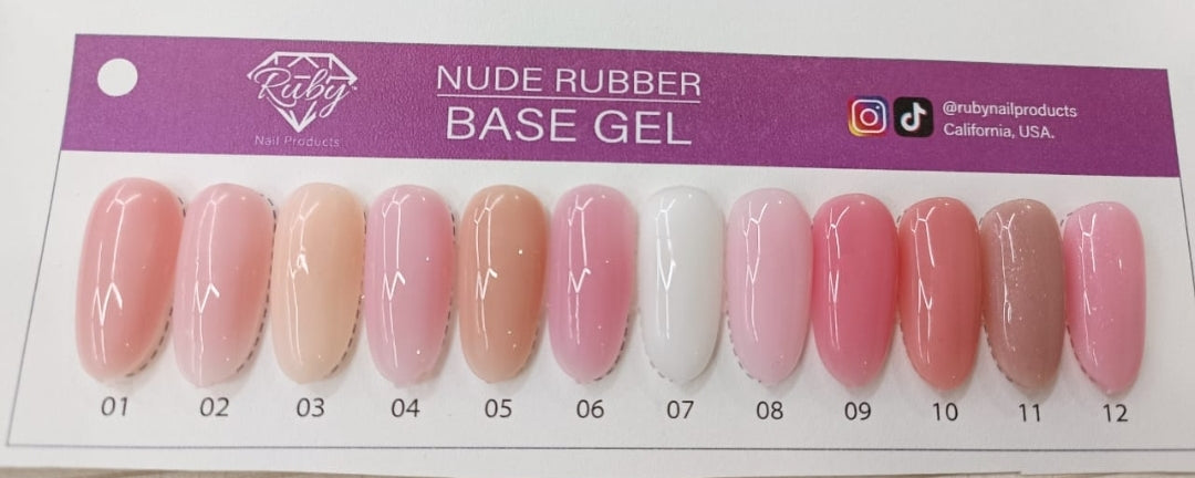 Ruby Rubber Base Gel 15ml (0.5oz) 12 Colors