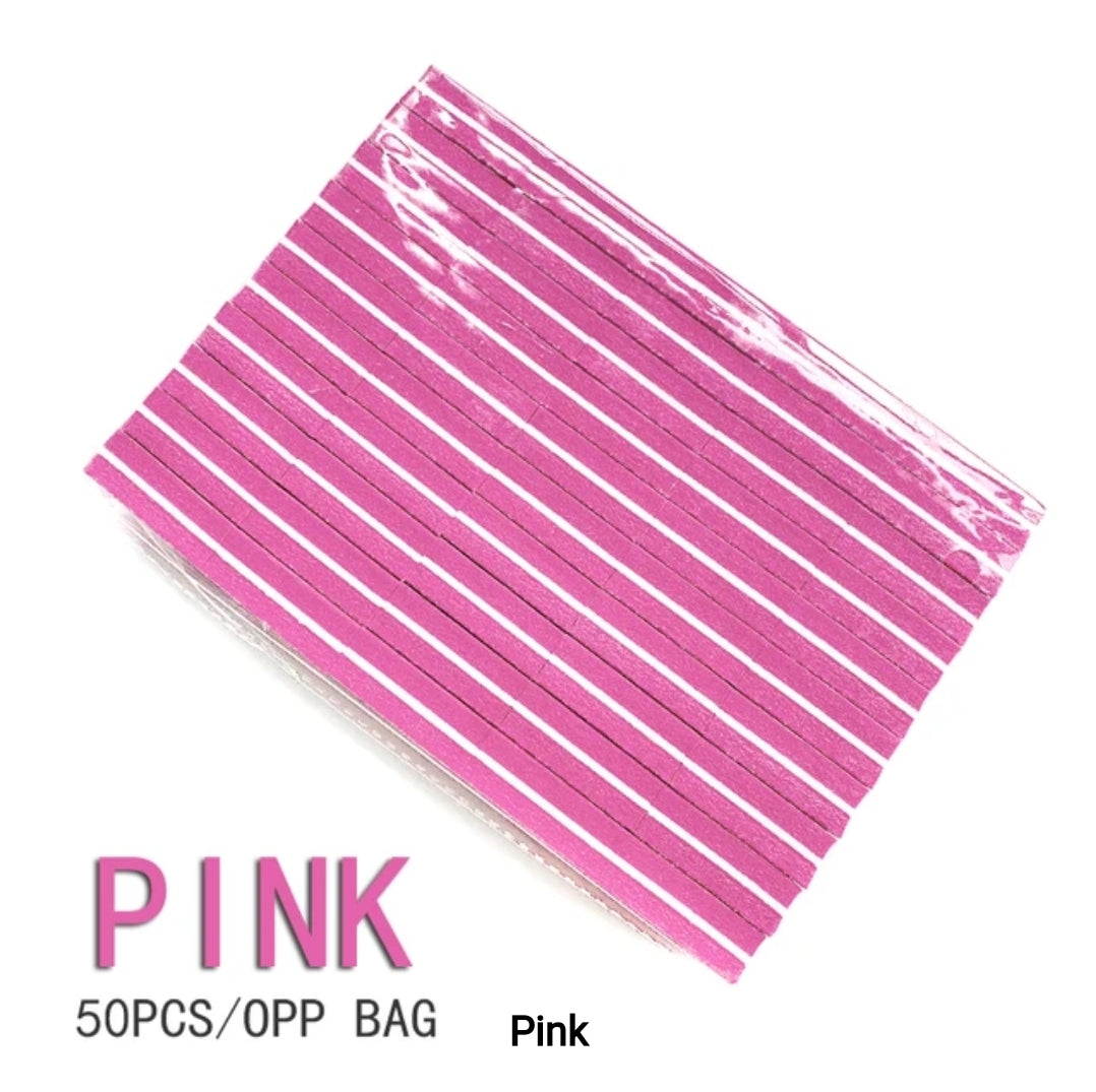 50pcs Mini Buffer Pink 2 Sided 100/180 Grit