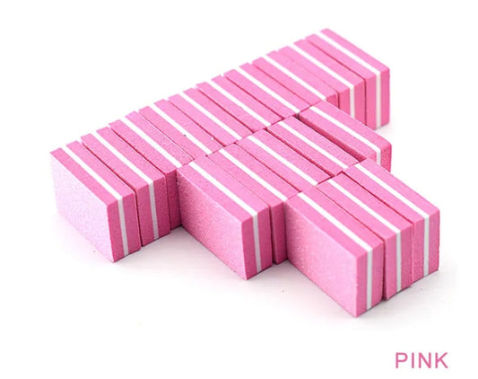 50pcs Mini Buffer Pink 2 Sided 100/180 Grit