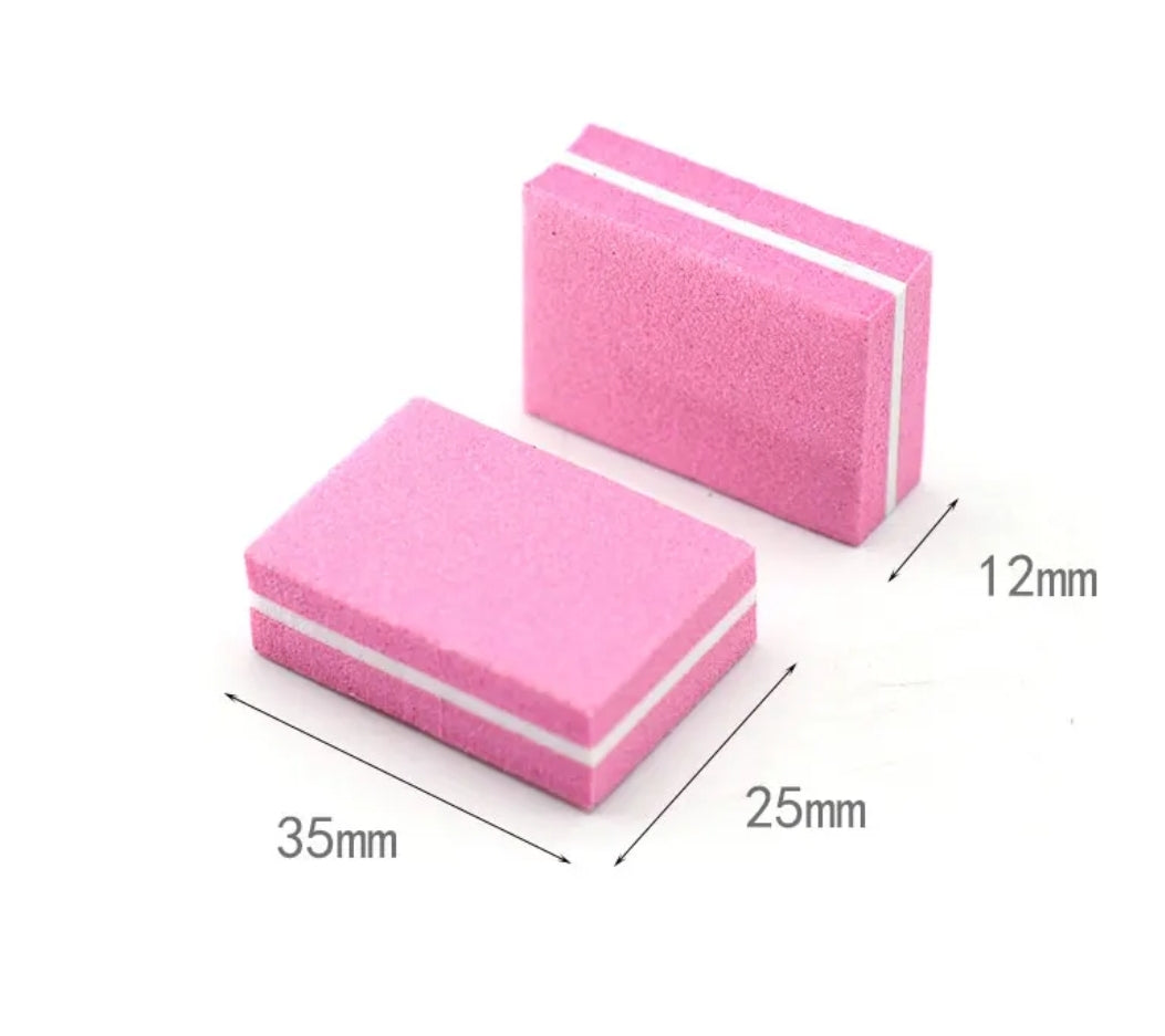 50pcs Mini Buffer Pink 2 Sided 100/180 Grit